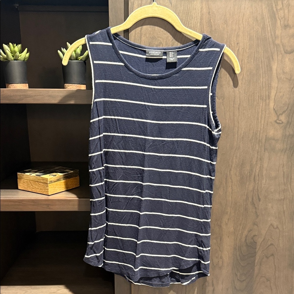 Navy and White Striped Sleeveless Tank Top